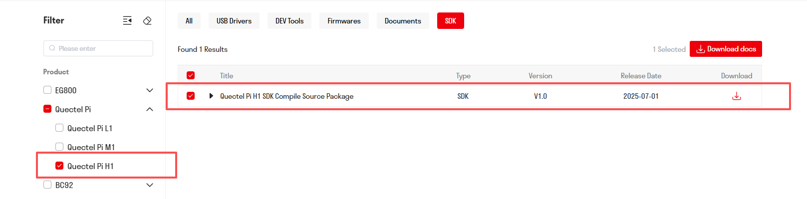 Quectel Pi H1 SDK Compile Source Package Download
